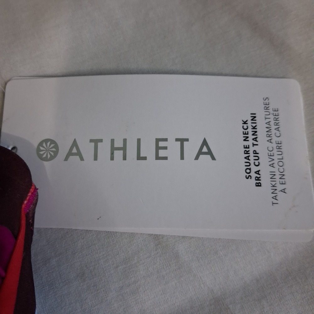 Athleta Womens Bra Top Tankini Top Brown Pink White 38 B/C New Tropical Swimwear - Picture 3 of 11
